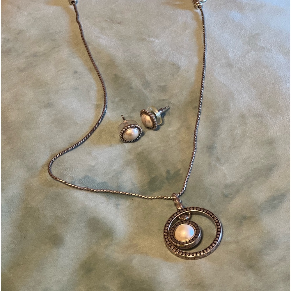 Brighton pearl necklace with earrings gently used
